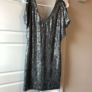 Silver sequin dress.